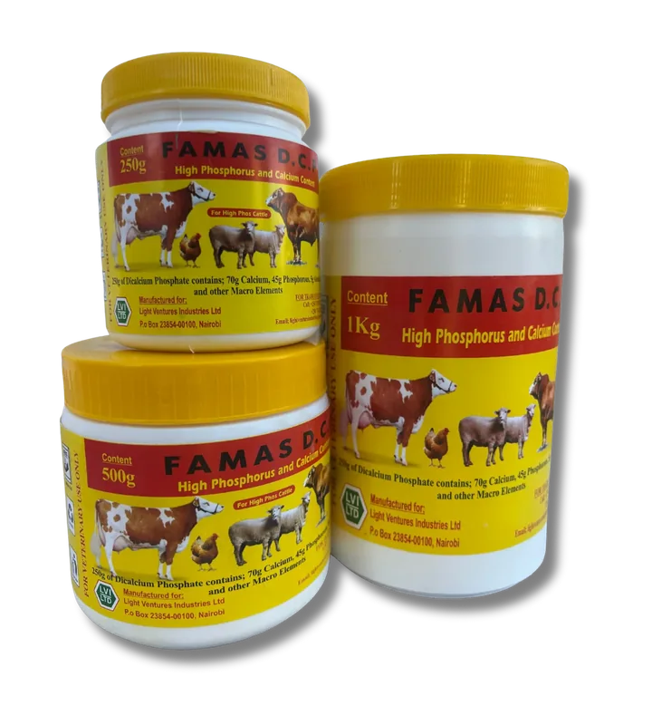 FAMAS DCP tubs in three sizes: 250 g, 500 g and 1 kg