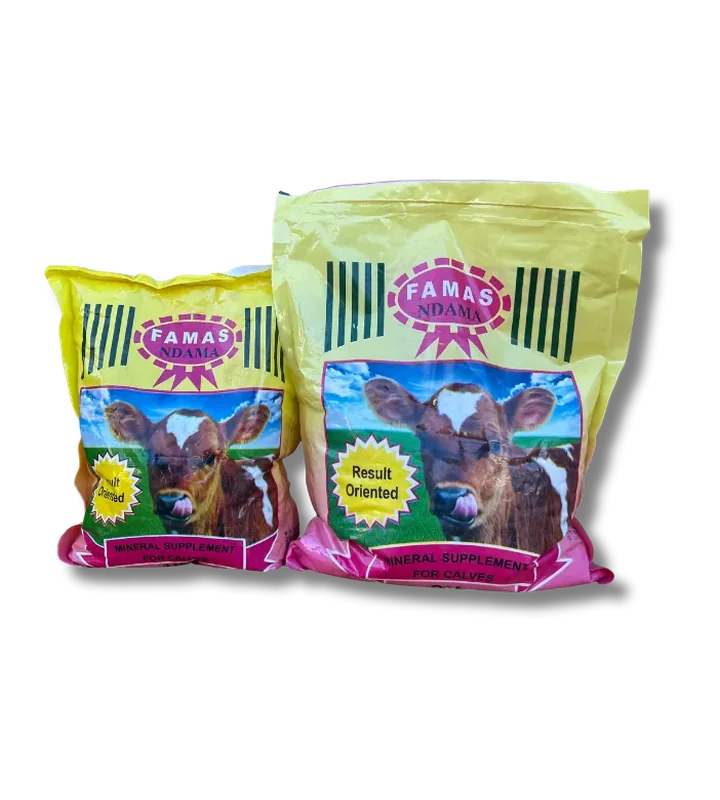 FAMAS Ndama calf supplement, 1 kg and 2 kg packets